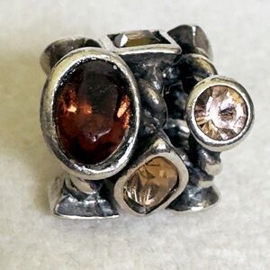 AUTHENTIC CHAMILIA STERLING SILVER MARQUIS BROWN CZ CHARM